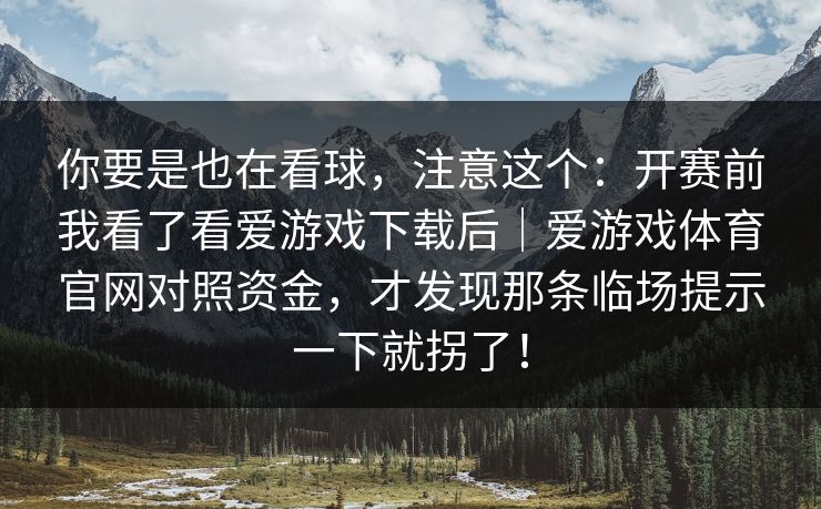 你要是也在看球，注意这个：开赛前我看了看爱游戏下载后｜爱游戏体育官网对照资金，才发现那条临场提示一下就拐了！