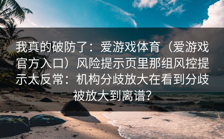 我真的破防了：爱游戏体育（爱游戏官方入口）风险提示页里那组风控提示太反常：机构分歧放大在看到分歧被放大到离谱？