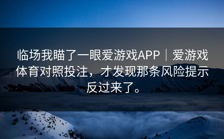 临场我瞄了一眼爱游戏APP｜爱游戏体育对照投注，才发现那条风险提示反过来了。